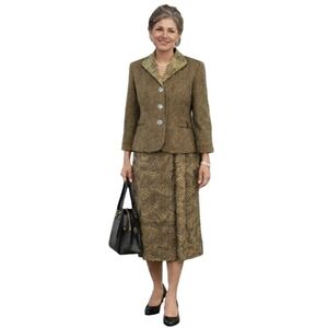 Y2K Studio I Women's 14P 2 Pc Suit Dress & Blazer Midi‎ Formal Career
